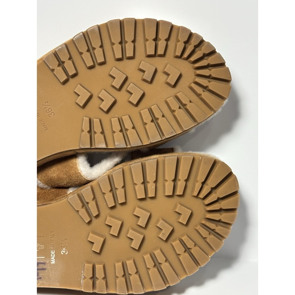 Tamara Mellon Shearling Slide Sandals Brown Suede Italy Lug Sole Women 36.5 - Picture 8 of 10